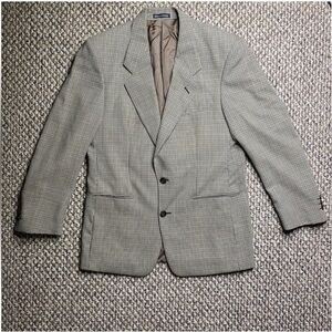 Yves Saint Laurent YSL Vintage Union Made Houndstooth Worsted Wool Blazer 42 R